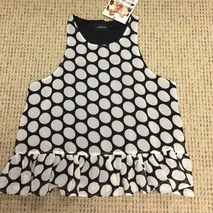 MINKPINK XS polka dot peplum top